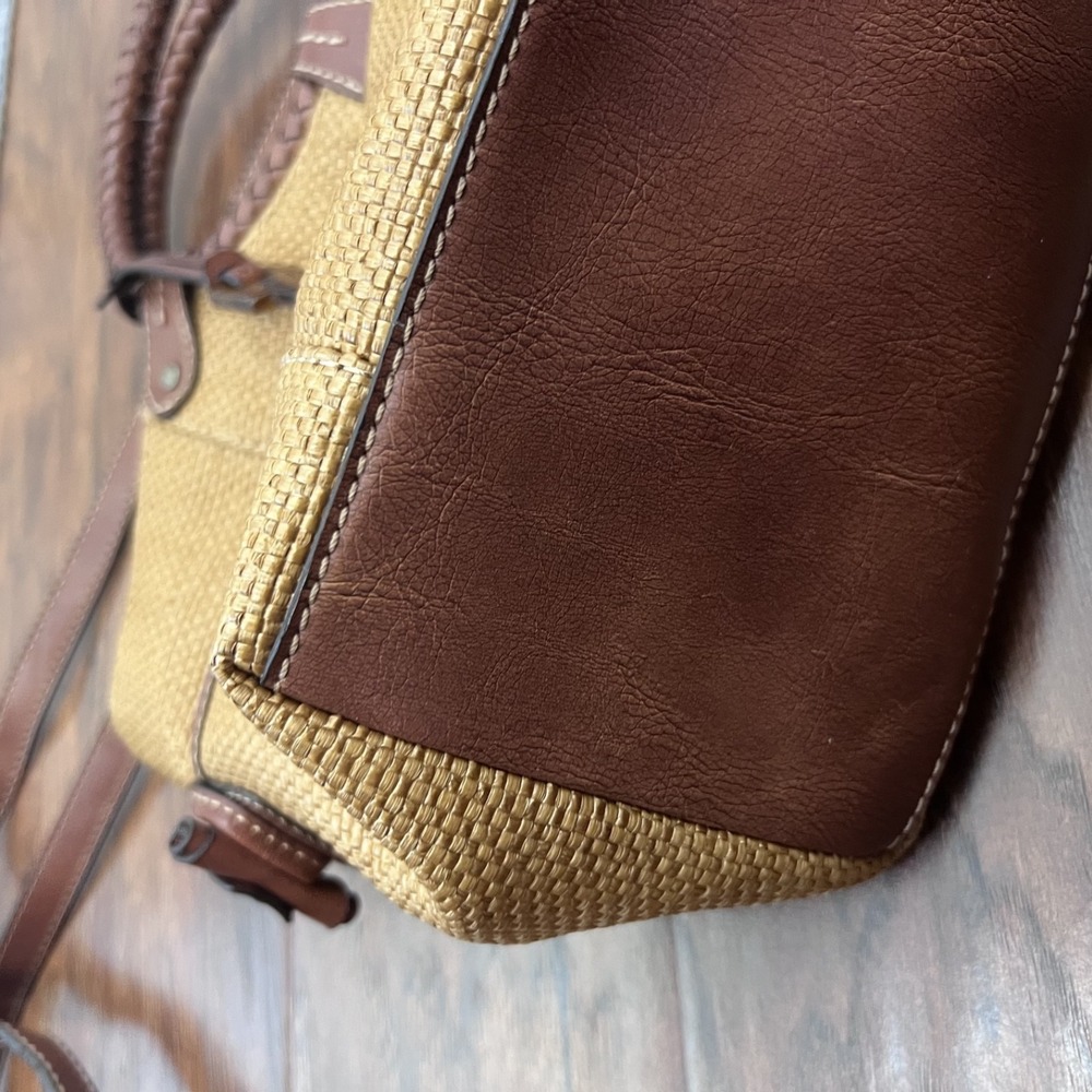 Vintage Y2K Fossil Crossbody Bag Tan‎ Woven Boho Artsy Resort Coastal Travel - Picture 4 of 14
